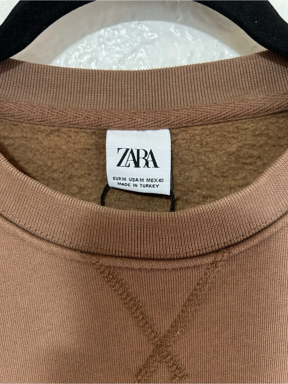Zara Brown Crewneck Sweatshirt with Red & Blue 'Walk Fast' Graphic